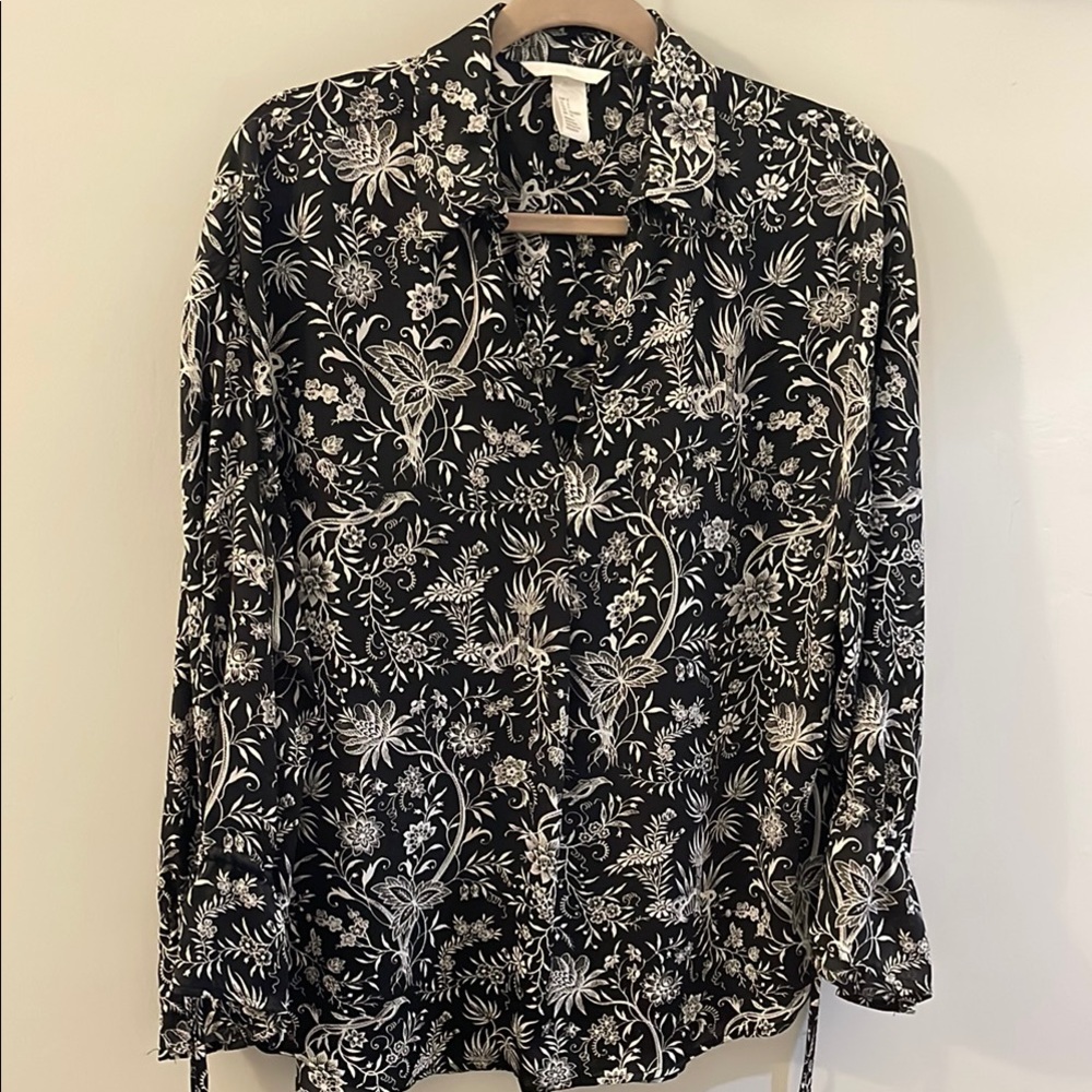 H&M Black and White Floral long top or short dress